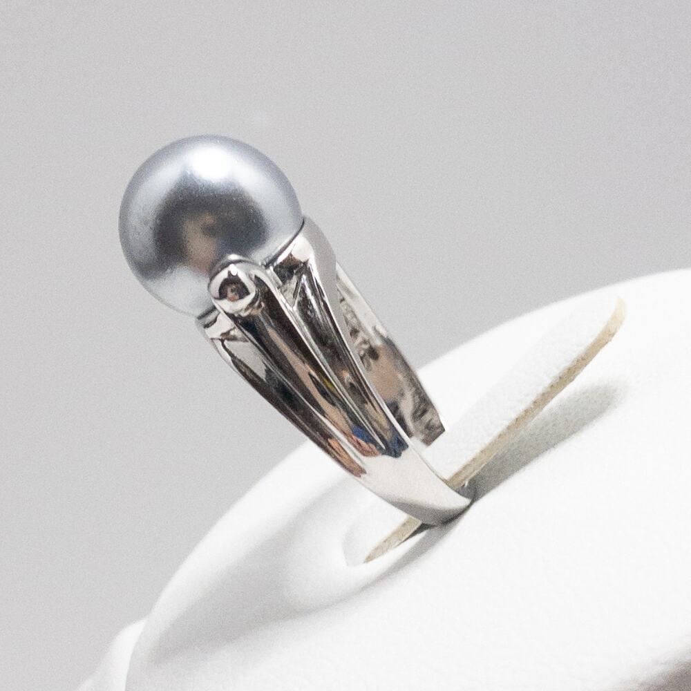 Technibond Faux Black Pearl Statement Ring | Silver Tone | Size 6 - Picture 2 of 11